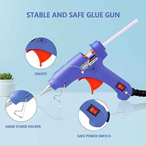 Hot Glue Gun, 12 Pack Mini Glue Gun with 120 Glue Sticks, Craft Glue Gun Kit, Glue Gun Pack, Hot Melt Glue Gun Set for Kids' Crafts, Wood, Glass, DIY Arts, School, and Home Projects - Multicolor