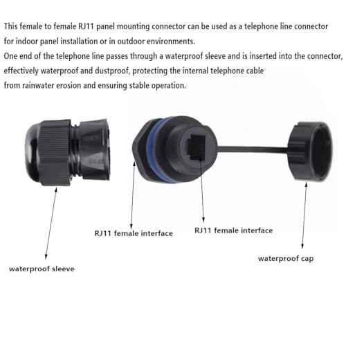 PENGLIN Waterproof RJ11 Coupler(5 Pack) Telephone Line Cable 6P6C Connector,CAT3 RJ11/RJ12 Panel Mount Connector Female to Female Compatible with Data and Voice