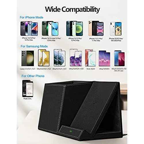 Pen Holder with Wireless Charger, Compatible with iPhone 17/16/15/14/13/12/11/8 Series, Pencil Holder Phone Stand for Desk Home Office, Men Gift Husband Wife Anniversary Dad Birthday Idea Gadget