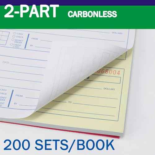 Money and Rent Receipt Book 2-Part Carbonless 7-5/8" x 11" Spiral Bound 200 Sets per Book 4 Receipts per Page(1pack)
