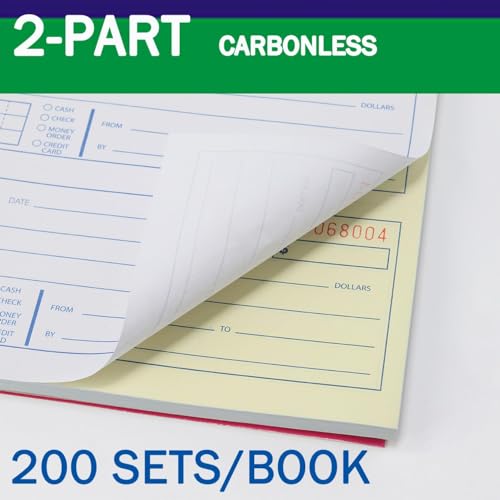 Gimehome Money and Rent Receipt Book 2-Part Carbonless Spiral Bound 7-5/8" x 11" - 1 Pack, 200 Sets