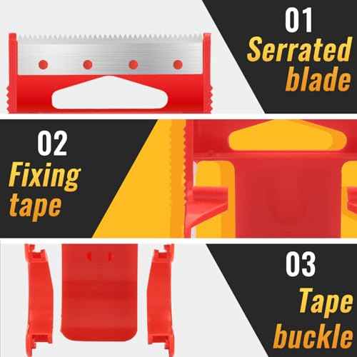 12 Rolls Packaging Tape with Dispenser, Heavy Duty Packing Tape, Clear Tape for Shipping Mailing Wrapping, 1.5'' Core