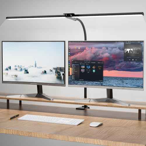 Desk Lamp for Office Home, 31.5" Desktop Lighting Bar with Gooseneck, Clip on Desk Light with Clamp, Bright Dimmable Table Lamp for Study, Work, Computer, Monitor, Reading