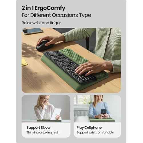 Vaydeer Wrist Rest with Keyboard Stand, Computer Wrist Support Pad, Ergonomic Keyboard Riser Holder Lifter Tray with Wrist Pad, Soft Memory Foam Desk Cushion, Palm Hand Typing for Office Home School
