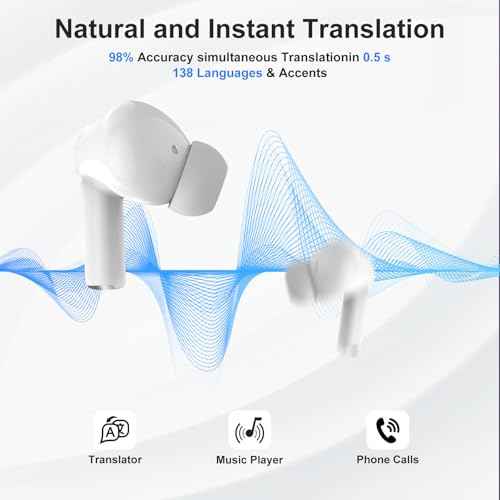 Translation Earbuds Real Time, Language Translator Earbuds, 138 Language Earbud Rranslator, Voice Ear Buds Translators Device, Instant Translator Headset for Travel Business