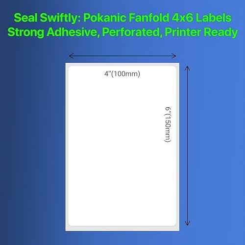 Fanfold [4 x 6 inch] x [3000 Labels] Thermal Stack Direct White Strong Adhesive Perforated Postage Shipping Printer Compatible with Zebra SNBC Epson Rollo (3000 Labels, Fanfold)