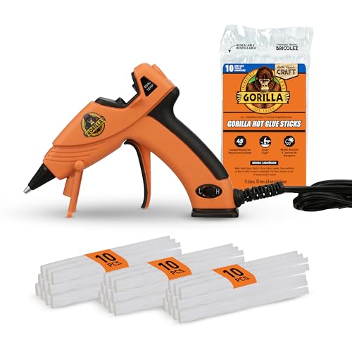 Gorilla Mini Hot Glue Gun Kit with Dual Temp & 30 Sticks - Craft & Repair