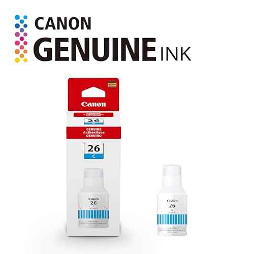 Canon GI-26 Genuine Pigment Cyan Ink Bottle, Compatible with MegaTank GX7120, GX6120, GX5120, GX6020, GX7020, GX6021, GX7021, GX5020, GX4020, and GX3020 Printers