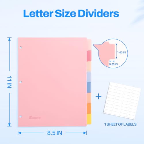 Macaron Pastel 8-Tab Binder Dividers Set for 3-Ring Binders, Office & School Supplies