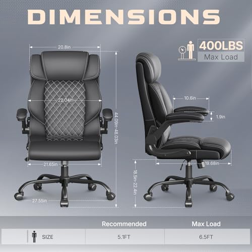 Cyzena Office Chair Executive High Back Big & Tall Black, 1 Pack