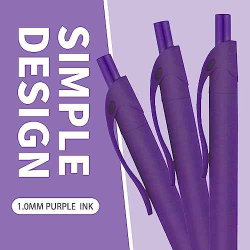 deegtran Pens Bulk, 50 Pack No Bleed Purple Click Pens, Wholesale Retractable Ballpoint Pens, Medium Point, Smooth Ink Pens, 1.0MM Purple Ink