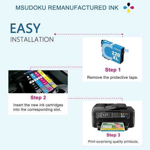 220XL Ink Cartridges Remanufactured Replacement for Epson 220 220XL Ink Cartridges Work with Workforce WF-2760 WF-2750 WF-2660 WF-2650 WF-2630 XP-320 XP-420 Printer (4 Black 2 Cyan 2 Magenta 2 Yellow)