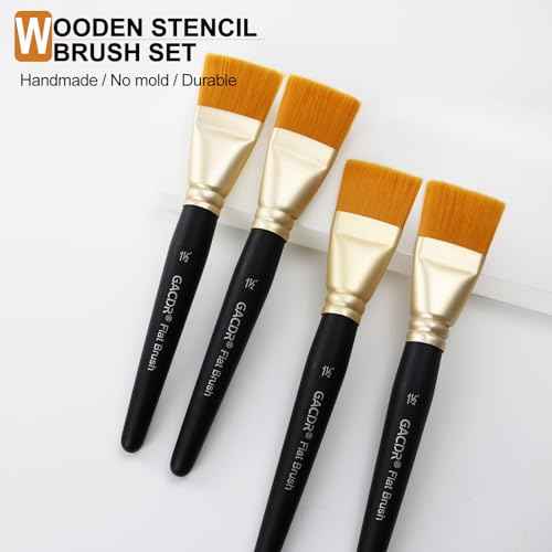 1 1/2 inch Flat Paint Brushes for Acrylic Painting,4 Pieces 38mm Large Craft Basecoating PaintBrushes with Wooden Handle for Acrylic, Oil, Body, Facial mask Brushes
