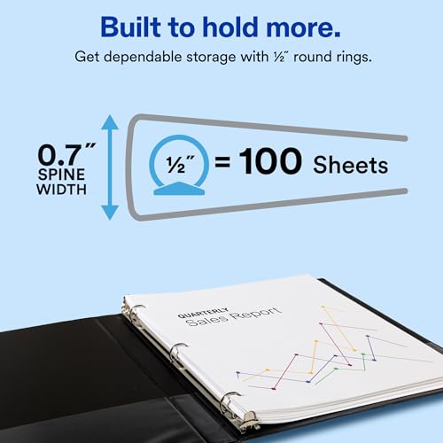 Avery Standard View 3 Ring Binder 1/2 Inch White - Light Use Organizer