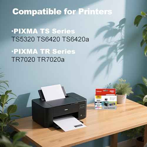 260XL 261XL High Capacity Ink Refill for Canon 260 and 261 Ink PG-260 CL-261 Compatible with Pixma TS6420a TS6420 TS6400 TR7020a TS5320 TR7000 TR7020 Printer (3 Black 2 Cyan 2 Magenta 2 Yellow)