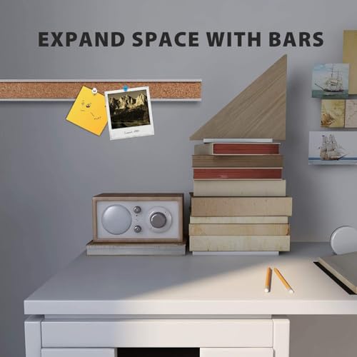 Corksidol Bulletin Bar Strip, Cork Board, Cork Strips, 24" x 1", Classroom, Office, Walls, Cubicle, Aluminum Frame,5 Pack, Silver