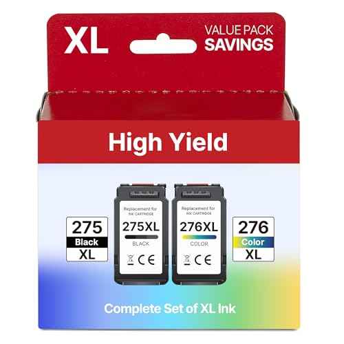 275XL 276XL Replacement for Canon 275 and 276 Ink Cartridges for Cannon Ink 275 276 Works with PIXMA TR4720 TS3522 TR4700 TS3722 TS3500 TR4722 TS3720 TS3520 (2 Pack)