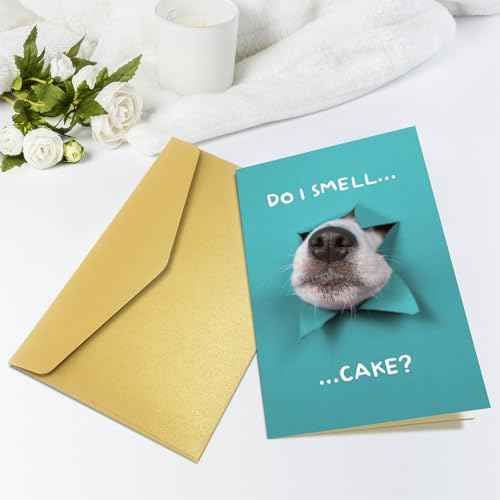 Funny Dog Birthday Cake Card, Cute Birthday Card from Dogs, Humor Dog Peeking Through Card, Do I Smell... Cake?