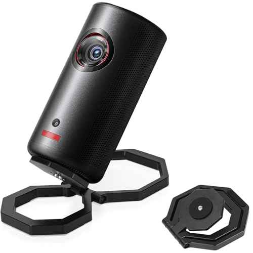 JISHAHS Projector Foldable Stand for Nebula Capsule Series - Extra-Large Base for More Stability and Won't Collapse - Ultra-Lightweight Folding Desktop Stand - Adjustable Angle (Stand Only), Black