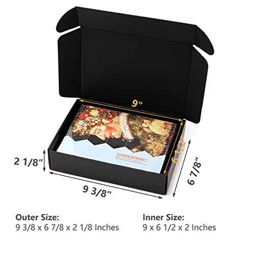 9x6.5x2 Inches Black Shipping Boxes 25 Pack - Corrugated Cardboard Mailing Box for Small Business, Tab Locking Literature Mailer Packaging Supplies for Packing Digest Size Book Gifts Craft DVD