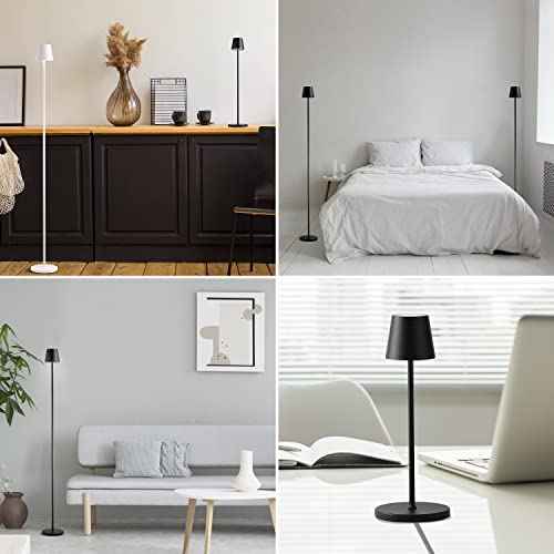 O¡¯Bright Sandy- Cordless LED Floor Lamp for Outdoor/Indoor, Rechargeable, Water Resistant, Dimmable, Carry Light, Adjustable Height Stand Lamp for Patio, Living Room, Bedside, Table Night Lamp, Black