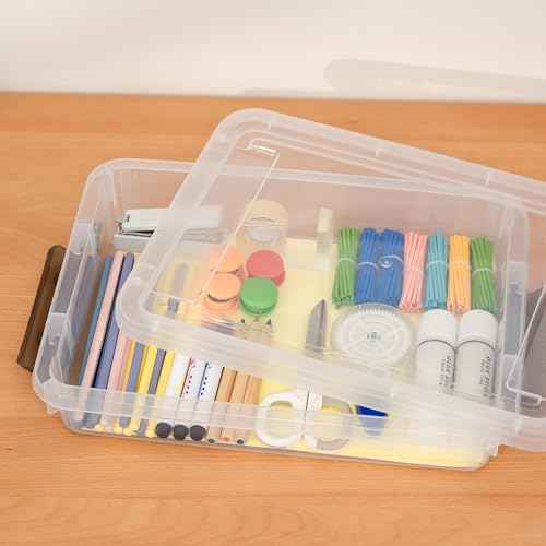 5PCS Plastic Storage Bins with Lids Portable Project Case Water Resistant Plastic Containers for Organizing Document,A4 Paper,Photo,Letter,Scrapbook
