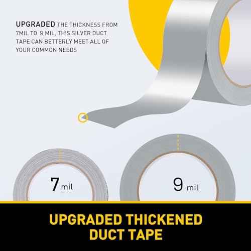 Lichamp 10 Rolls Heavy Duty Duct Tapes Silver, Waterproof No Residue Duct Tape for Packaging Taping Sealing Repairing, Thick & Wide Silver Tape for DIY or Commercial Use, 2 Inches x 25 Yards