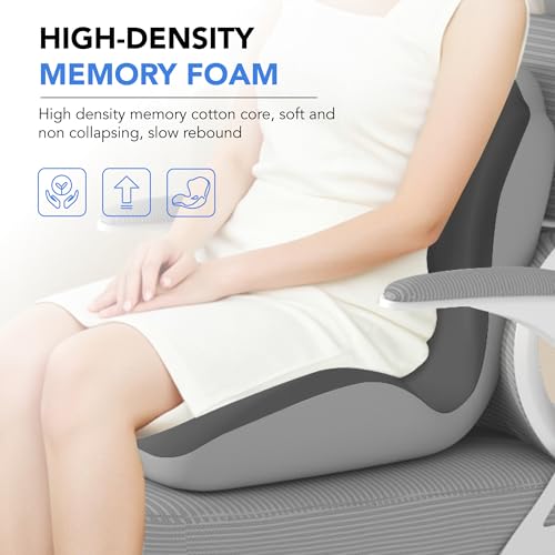 LVGREEEN Dark Grey Ergonomic L-Shaped Memory Foam Seat Cushion - 16.5x15.8x13.4 inches