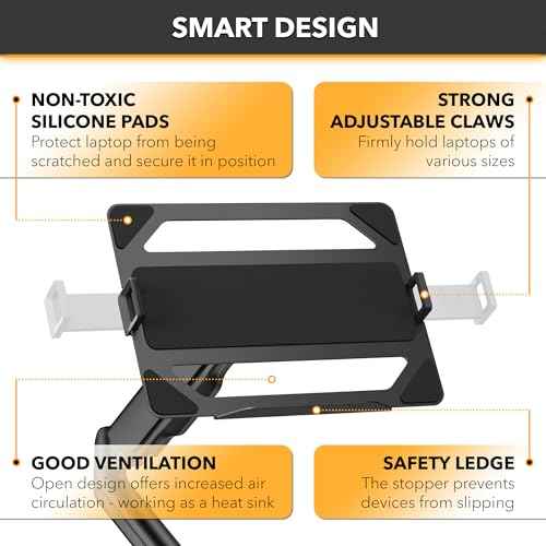 CondoMounts LTP8017 Laptop Wall Mount | Spring-Assisted Arm for 17"?32" Screens, Free-Tilting VESA Laptop Holder, Space-Saving Design, Heavy-Duty Build, Matte Black Finish, Easy DIY Installation
