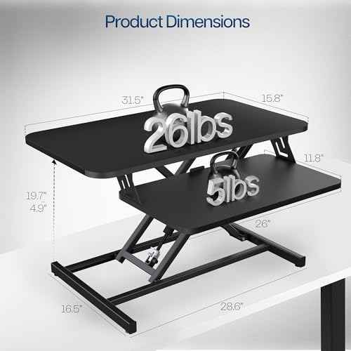 VIVO Height Adjustable 32 inch Stand Up Desk Converter, Quick Sit to Stand Tabletop Dual Monitor Riser Workstation, Black, DESK-V000S