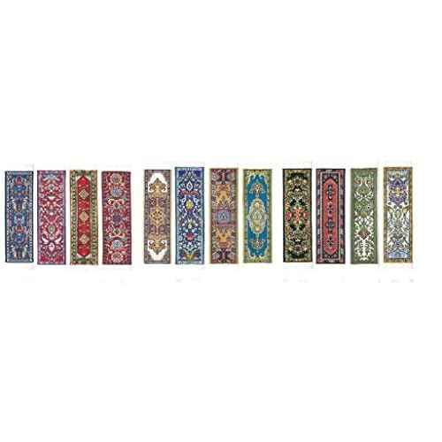 Oriental Carpet Woven Fabric Bookmark - 12 Bookmark Design Collection - Beautiful, Elegant, Cloth Bookmarks! & Stocking Stuffers for Men, Women, Teachers & Librarians!