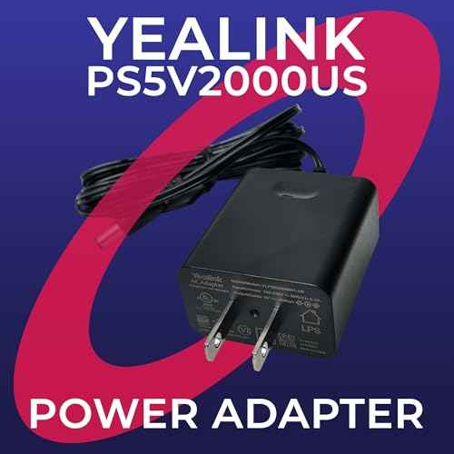 Yealink Phone Power Adapter PS5V2000US - for Yealink Telephones SIP-T29G, T46S T48S, T58A, T58-CAM, T54W, T57W, MP54, MP56 for Teams, MP58 GTW Microfiber Cloth