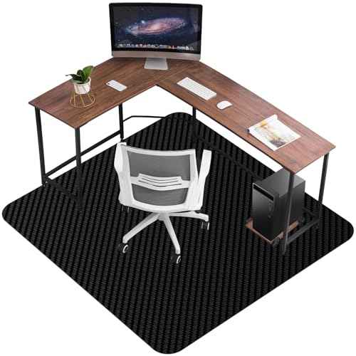 63 x 51 Inches Office Chair Mat for Hardwood Floor - Black Computer Chair Mat Easy Glide Easy Clean Anti-Slip No Curling - Desk Floor Mat Hard Floors for Home/Office