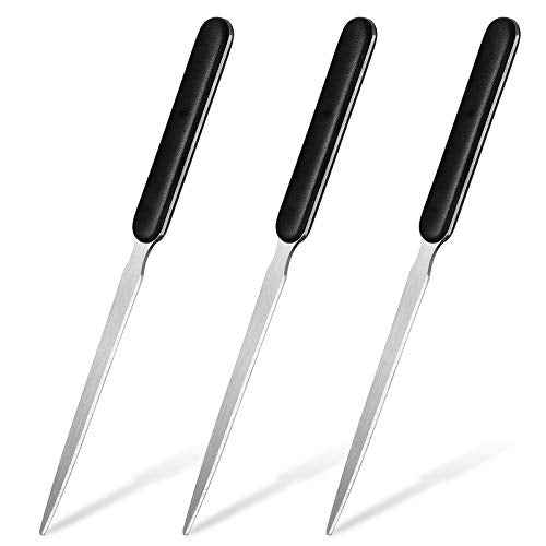 Zonon Office Letter Opener 3 Pcs Stainless Steel Knife Edge Blade Envelope Openers Lightweight Hand Letter Knives Mail Slitter Humanized Grip Handle Staple Removal Tool for Office
