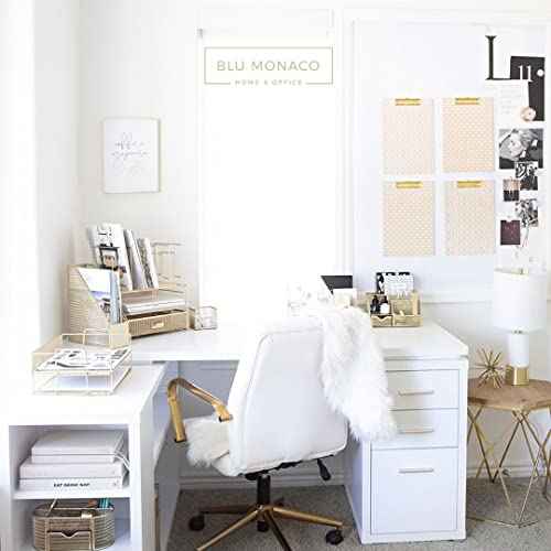 BLU MONACO Gold Desk Organizer ? Cute File Holder for Desk & Drawer Storage for Office Supplies, Paper, Devices & Folders