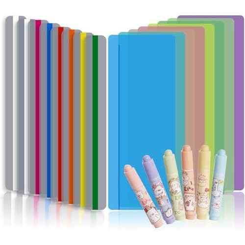 16PCS Dyslexia Bookmarks, 2 Sizes Reading Guide Strips, 6PCS Highlighter, Colored Overlays & Highlight Strips, ADHD Dyslexia Reading Tools for Teacher Supply Assistant