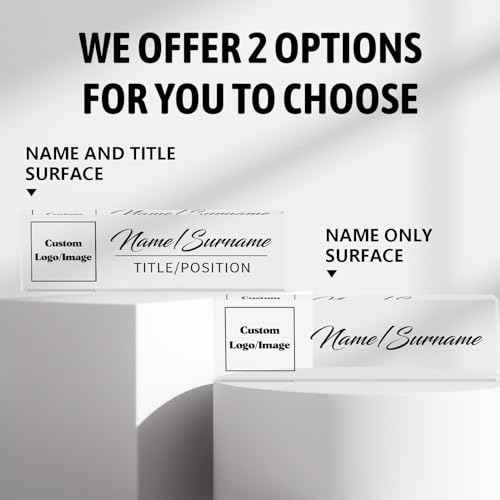Name Plate for Desk, Custom Logo Desk Name Plate Personalized, Custom Acrylic Name Plate for Office Desk Decor, Employee Appreciation Gifts The Office Gifts for Men and Women with Image and Text