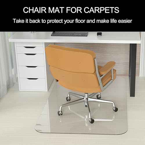 Office Chair Mat for Carpet Floor, Plastic Rolling Chair Mat for Carpeted Floors, Computer Desk Chair Floor Mats, 48 x 30 Inch Rectangle Clear Heavy Duty Floors Protector 0.14 Inch Thick