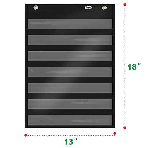 Magnetic Pocket Chart with 10 Dry Erase Cards for Standards,Daily Schedule,Activities,Class demonstrations (Black)