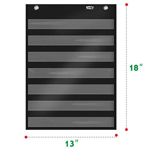 Blank Magnetic Pocket Chart with 10 Dry Erase Cards - Black, Classroom Organizer