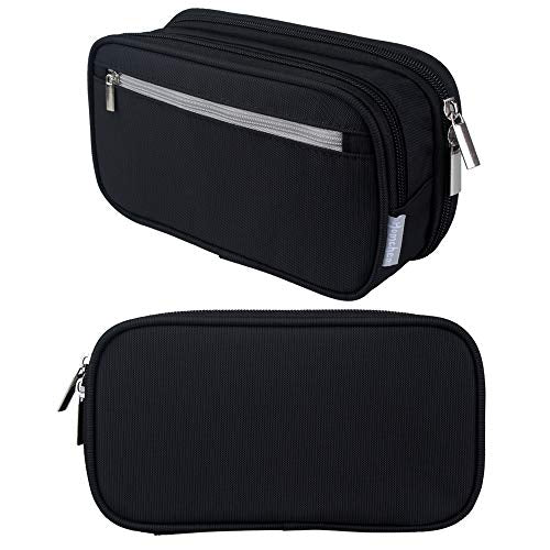 YONZONE Black Large Capacity Multi-Functional Pencil & Makeup Case with 3 Compartments