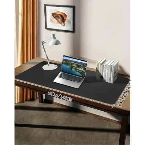 Desk mat Large, Leather Desk Pad Protector,Office Desk Mat,Mouse Pad, Non-Slip Desk Blotter, Laptop Desk Pad, Waterproof Desk Writing Pad for Office&Home (Black, 55" x 24")