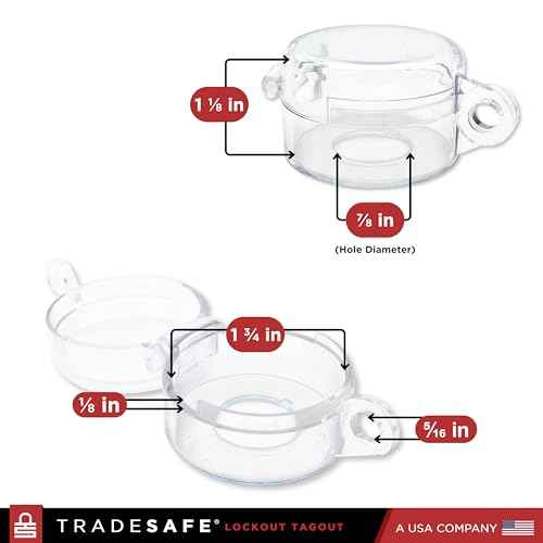 TRADESAFE Emergency Stop Button Cover Lockout - Round Transparent E Stop Button Cover, 7/8 inch Hole Diameter, Medium Push Button Lockout with Adhesive, 5 Pack