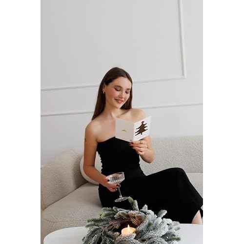 Handmade Christmas Cards with Premium 3D Wooden Design ? Set of 5 Unique Gift Cards with Kraft Envelopes ? Perfect for Friends & Family ? Boxed Merry Christmas Collection (Season of Joy)