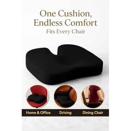 E Orthopedic Memory Foam Seat Cushion for Office Chair & Car ? Relieves Tailbone, Back & Sciatica Pain ? Ergonomic Coccyx Pad for Long Sitting Comfort?