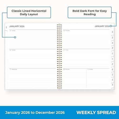 Blue Sky 2026 Weekly and Monthly Planner Calendar, January 2026 - December 2026, 8.5" x 11", Flexible Cover, Laminated Tabs, Durable Twin Wire Binding, Storage Pocket, Laurel