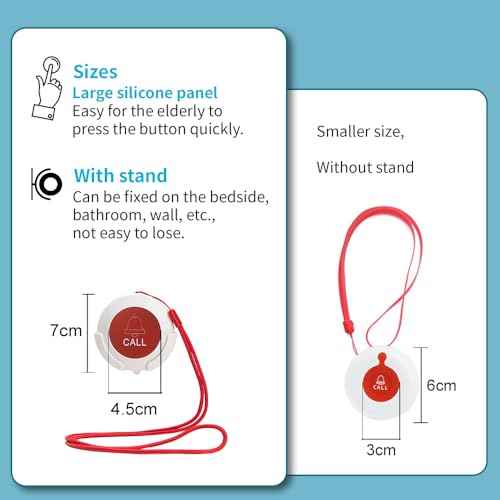 Life Alert Systems for Seniors Caregiver Pager Call Button SOS Button Alert Button for Seniors Elderly at Home 1 Plugin Receiver 1 Waterproof Transmitter 1 Watch Button