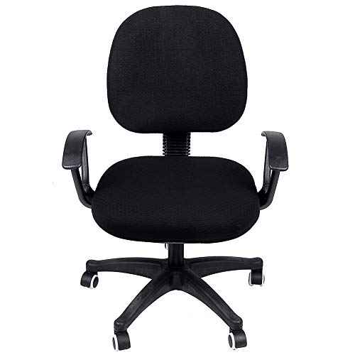 Smiry Stretch Jacquard Office Computer Chair Seat Covers, Removable Washable Anti-dust Desk Chair Seat Cushion Protectors - Black