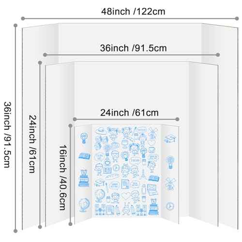 6 Pack Trifold Poster Board 48" X 36", IKAYAS Single sided White Poster Boards, Science Fair Display Boards Posterboard Foamboard for Mounting, Prints,Art,Display,Projects Classroom Supplies