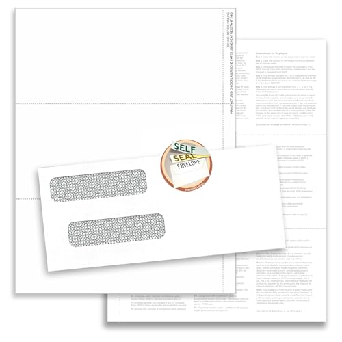 NextDayLabels - W-2 3-Up Employee Tax Forms, Instructions on Back" for 2025, for Laser/Inkjet Printer. Compatible with QuickBooks and Accounting Software ETC. Pack of 100 Sheets & Self Seal Envelopes